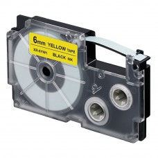 Casio Ez-Label Tape Cartridge - 6mm, Black on Yellow (XR-6YW1)